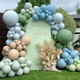 Dusty Blue Sage Green Balloon Arch Kit 117pcs for Baby Shower Wedding Party