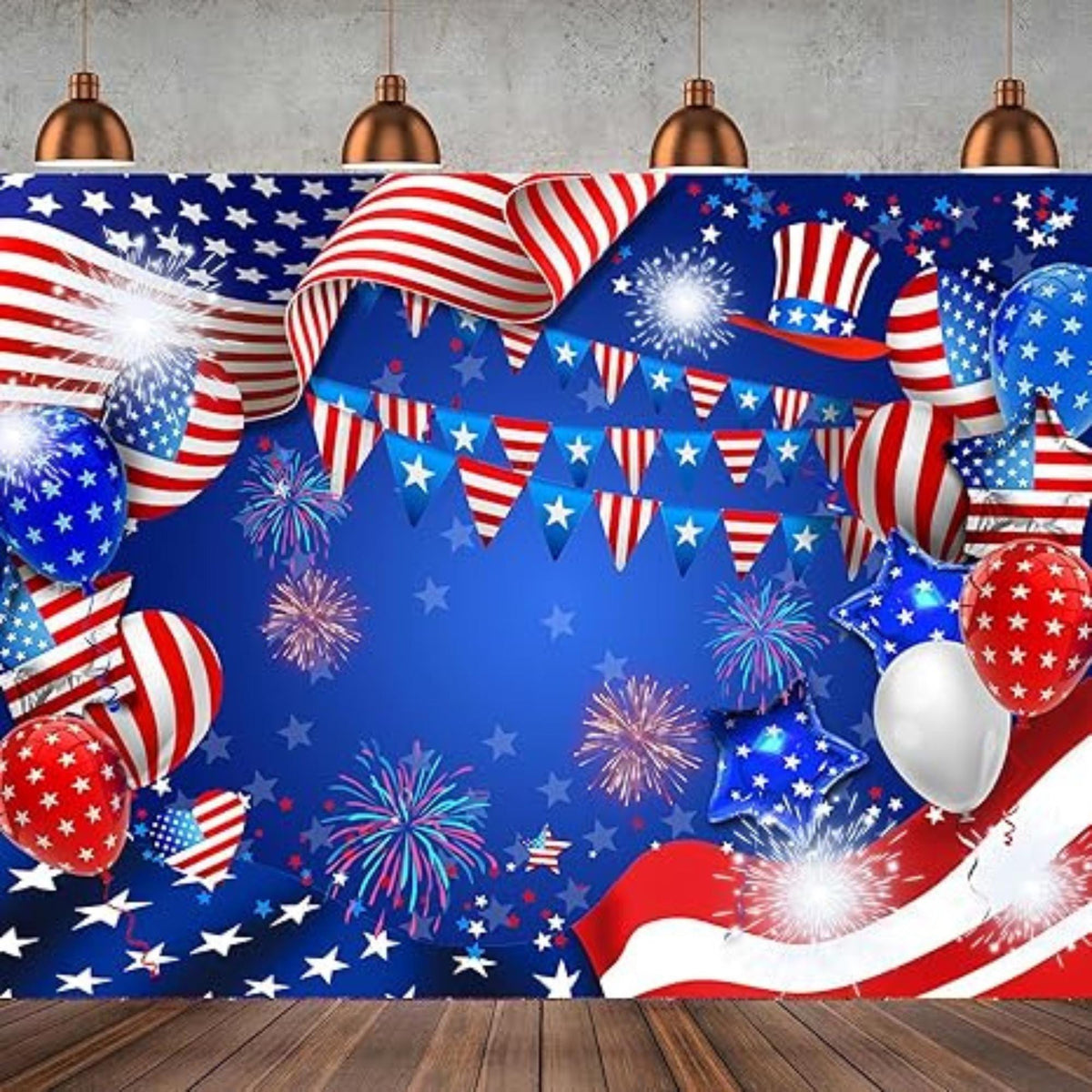 7x5ft President Day American Flag Photography Backdrop Memorial Veterans Day Banner