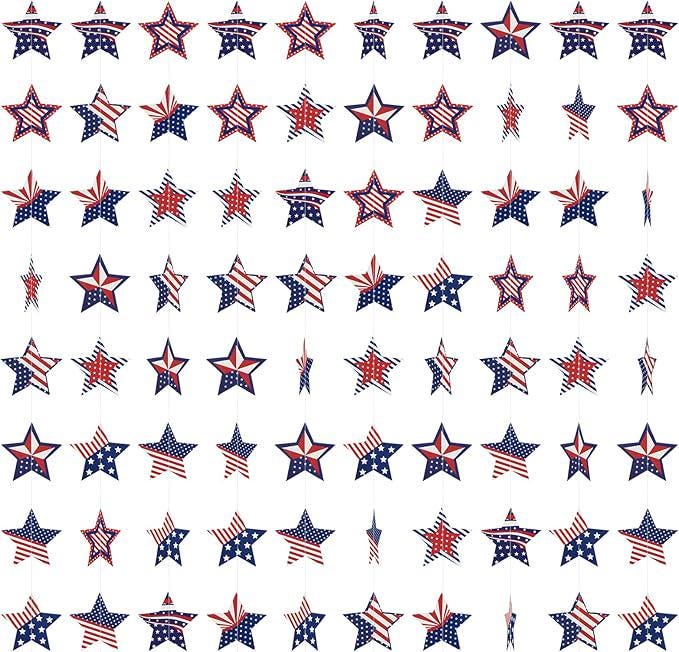 10 Pack Patriotic Red White Blue Star Banner Flags President Day Party Decoration