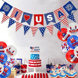 President Day Patriotic USA Banner Cake Toppers Red White Blue Balloons