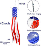 2 Pack 40 Inch American Flag Windsock Patriotic President Day Outdoor Decoration