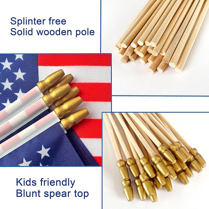 Mini American Flags, 12 Pack - Patriotic Party Decorations