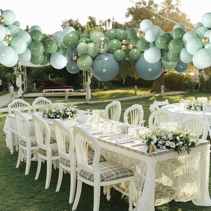 137pcs Dusty Blue Sage Green Balloon Garland Kit Pastel Baby Shower Party