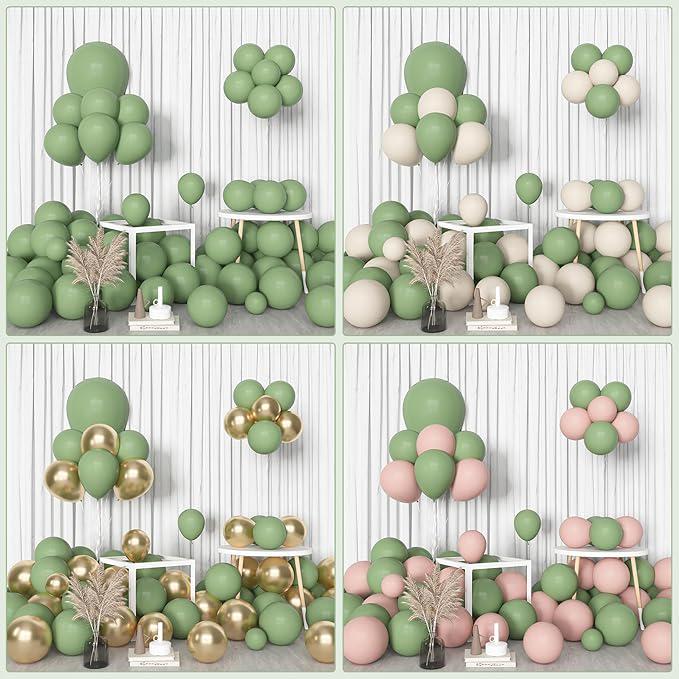 153pcs Sage Green Balloon Arch Garland Kit Olive Pastel Baby Shower Party