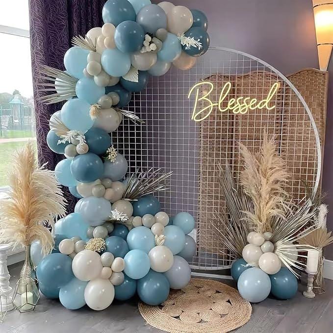 140pcs Dusty Blue Balloon Arch Kit Slate Boho Baby Shower Birthday Party