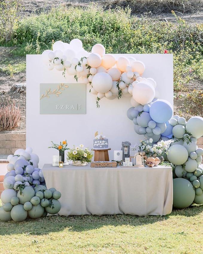 Dusty Green Blue Balloon Garland Double Stuffed Baby Shower Birthday Wedding Party