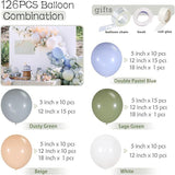 Dusty Green Blue Balloon Garland Double Stuffed Baby Shower Birthday Wedding Party