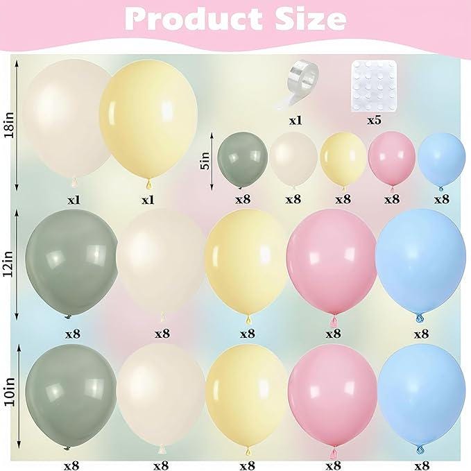 180pcs Pastel Pink Green Blue Balloon Garland Kit Sage Baby Shower Party