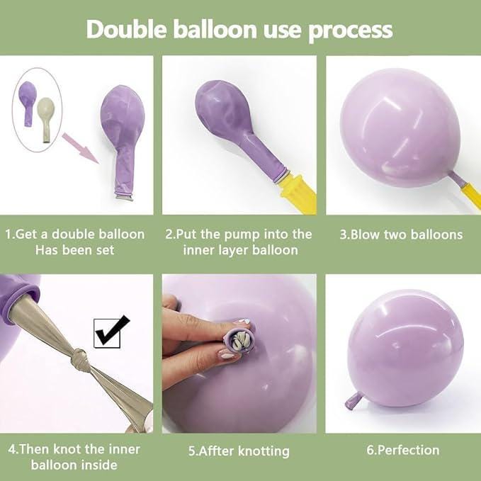 Purple Green Pink Balloon Arch Double Stuffed Pastel Baby Shower Wedding Party