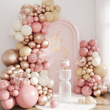 143pcs Dusty Pink Balloon Arch Kit Blush White Gold Baby Shower Party