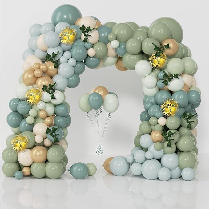 151pcs Dusty Blue Green Balloon Arch Kit Pastel Baby Shower Wedding Party