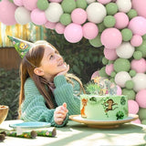 142pcs Sage Green Pink Balloon Arch Kit Olive Blush White Baby Shower Party