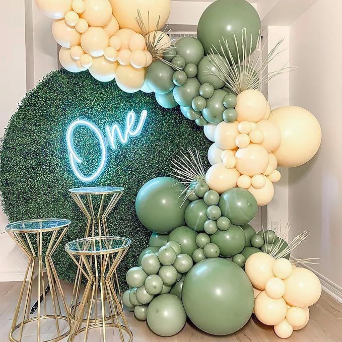 100pcs Dusty Green Balloon Arch Kit Matte Sage Olive Baby Shower Party
