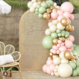 Sage Green Pink Gold Balloon Arch Kit for Birthday Baby Shower Wedding