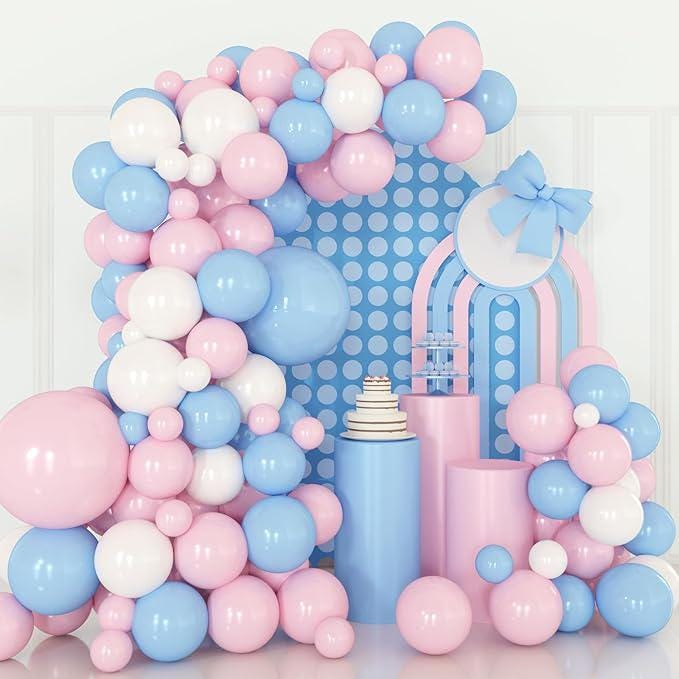 Pink Blue Balloon Garland Kit 124pcs for Birthday Baby Shower Gender Reveal Party