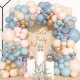 Gender Reveal Balloon Arch Kit 157pcs Dusty Pink Blue Gold Confetti Party