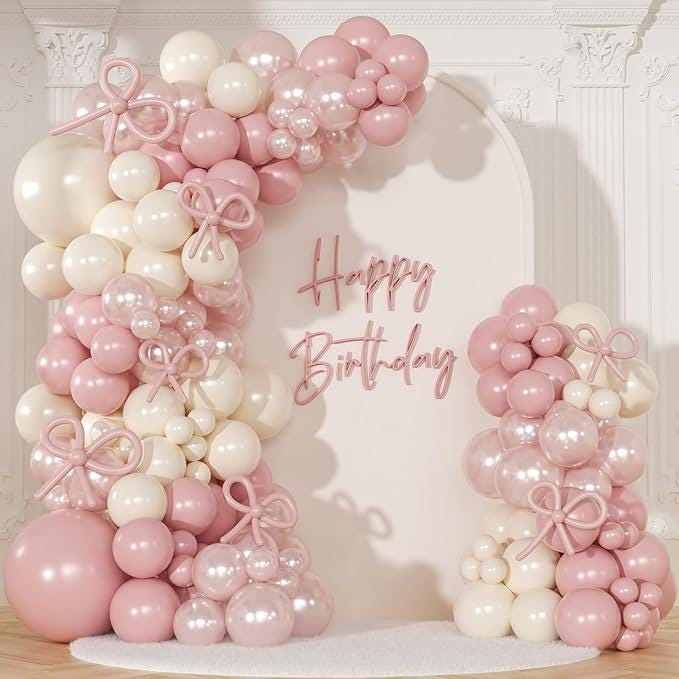 Dusty Pink Balloon Arch Kit 116pcs Pearl Pink White Baby Shower Birthday Party