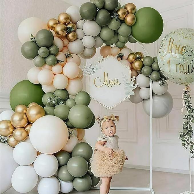 Sage Green Balloon Arch Kit 142pcs Boho Green Baby Shower Birthday Party Decor