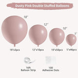 Dusty Pink Double Stuffed Balloon Arch 115pcs Boho Birthday Baby Shower Party
