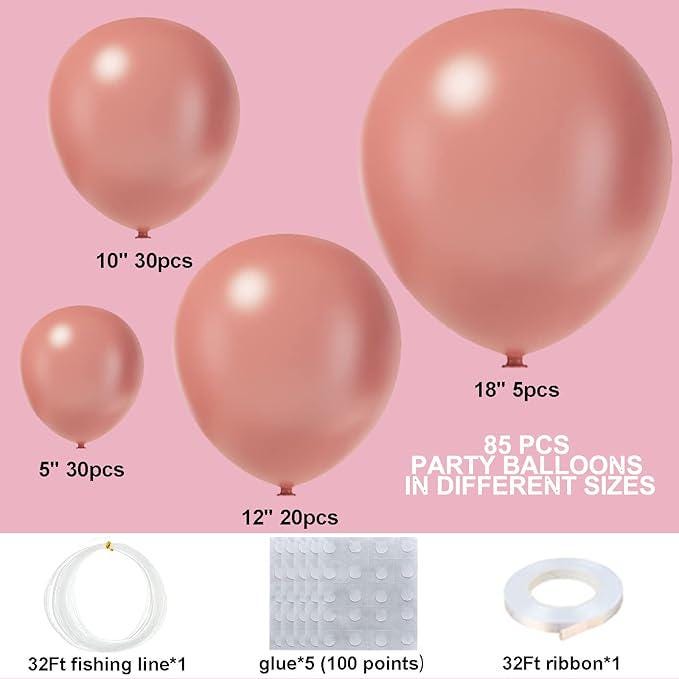 Dusty Pink Balloon Arch Kit 85pcs Vintage Matte Baby Shower Birthday Party