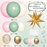Sage Green Pink Gold Balloon Arch Kit 156pcs Pastel Baby Shower Birthday Party