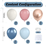 Dusty Blue Pink Balloon Set 50pcs 12 Inch Boho Baby Shower Birthday Party