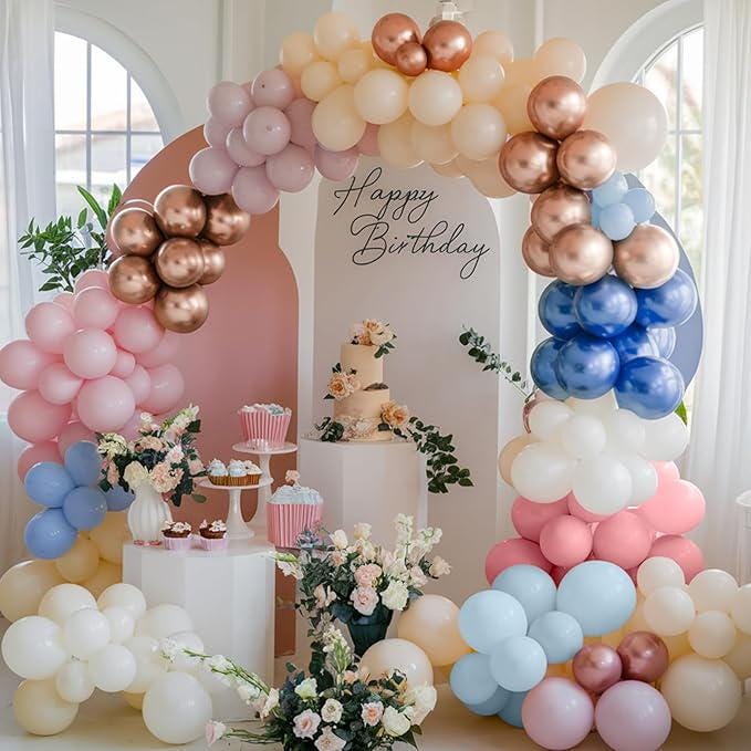 Dusty Blue Pink Balloon Set 50pcs 12 Inch Boho Baby Shower Birthday Party