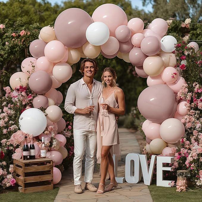 Dusty Pink White Double Stuffed Balloon Garland Baby Shower Birthday Party