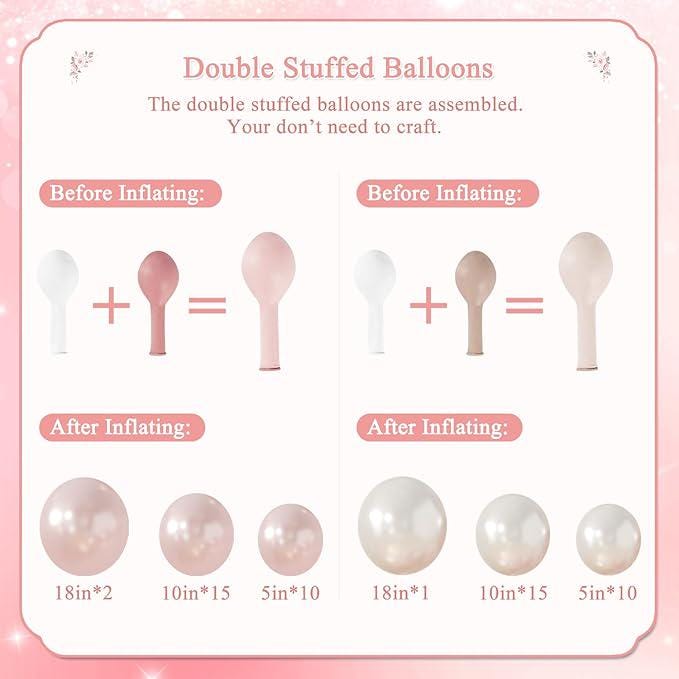 Dusty Pink Blush Balloon Arch Kit 108pcs Pearl White Baby Shower Birthday Party