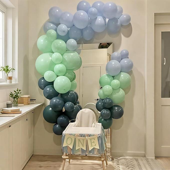 Dusty Slate Blue Green Balloon Arch Kit 118pcs Baby Shower Birthday Party