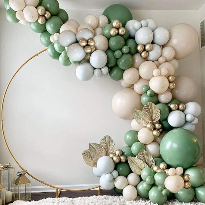 Sage Green Balloon Arch Kit 154pcs Avocado Sand White Gold Baby Shower Birthday Party