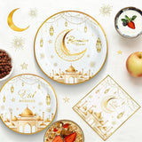 180 Piece Ramadan Eid Mubarak Party Supplies Plates Napkins Set for 60 Guests