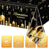 3 Pack Ramadan Plastic Tablecloths Eid Mubarak Disposable Table Covers 54x108 Inch
