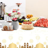 3 Piece Ramadan Mubarak Party Tablecloths Rectangular White Disposable Table Covers 87x51 Inch