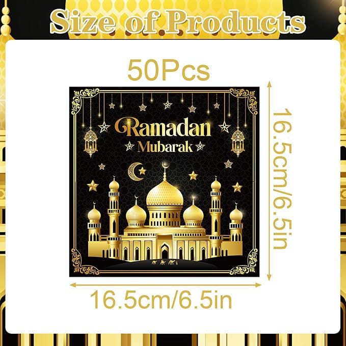Eid Mubarak Party Decorations 50 Piece Ramadan Paper Napkins Star Moon Theme