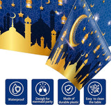 3 Piece Blue Ramadan Mubarak Tablecloths Plastic Disposable Table Covers 54x87 Inch