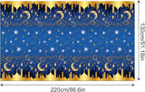 3 Piece Blue Ramadan Mubarak Tablecloths Plastic Disposable Table Covers 54x87 Inch