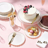 Ivory Plastic Plates with Gold Trim, Scalloped Disposable Dinnerware (100 Piece Set)