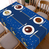 3 Pack Ramadan Mubarak Tablecloths Blue Disposable Rectangle Table Covers 54x108 Inch Party Supplies