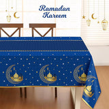 3 Pack Ramadan Mubarak Tablecloths Blue Disposable Rectangle Table Covers 54x108 Inch Party Supplies