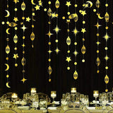 Gold Eid Mubarak Hanging Star Moon Garland Crescent Lamp Banner Home Party Decorations