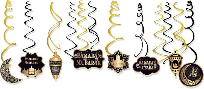 30 Piece Ramadan Mubarak Hanging Swirl Ceiling Party Decorations Baby Shower Birthday Party
