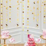 Gold Glitter Star Moon Garland: Celestial Party Banner