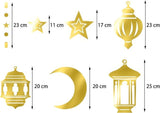 12 Piece Gold Ramadan Star Moon Garland Twinkle Hanging Swirls Lantern Eid Party Decor