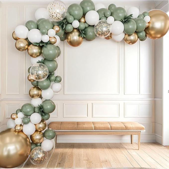 Sage Green Balloon Arch Kit 152pcs Mixed Sizes Boho Party Decor