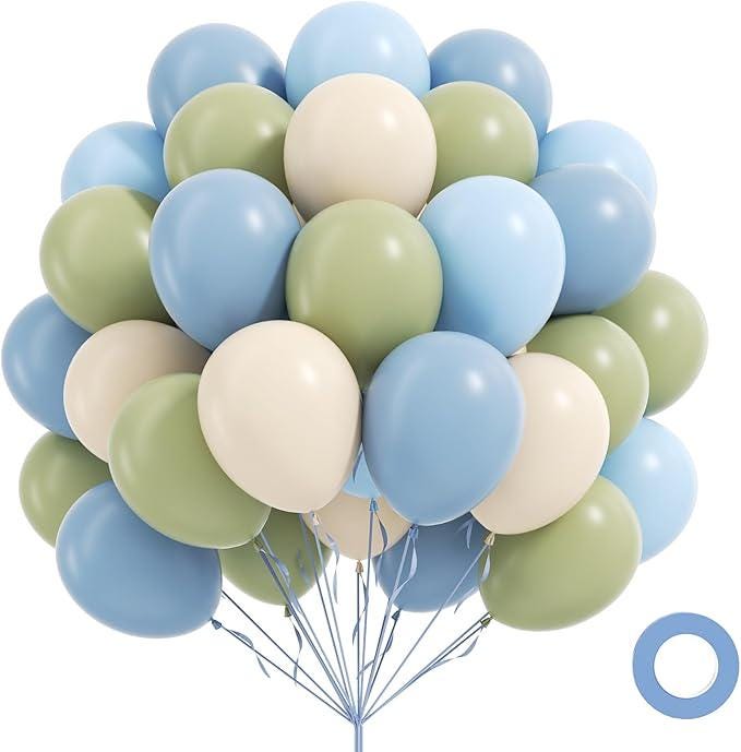 Pastel Blue & Sage Green Balloon Garland Kit, 60pcs