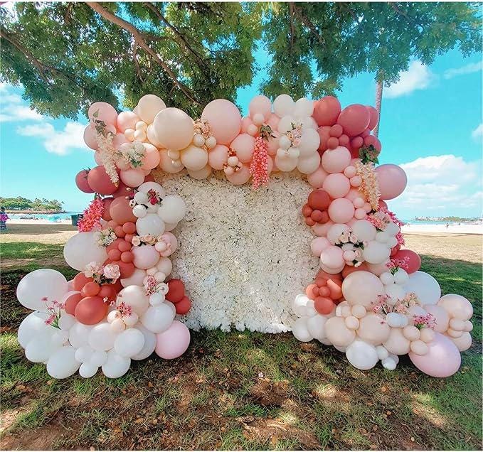 Pink White Balloon Arch Kit Double Stuffed Matte Pastel Balloons Party Decor