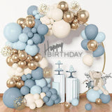 Dusty Blue Balloon Arch Kit 156pcs Mixed Sizes Blue White Gold Party Decor