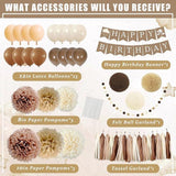 Brown Birthday Decorations Banner Balloons Felt Pompoms Tassel Garland Boho Party