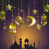 Ramadan Eid Decorations Gold Star Moon Lantern Garland Islamic Party Decor Set